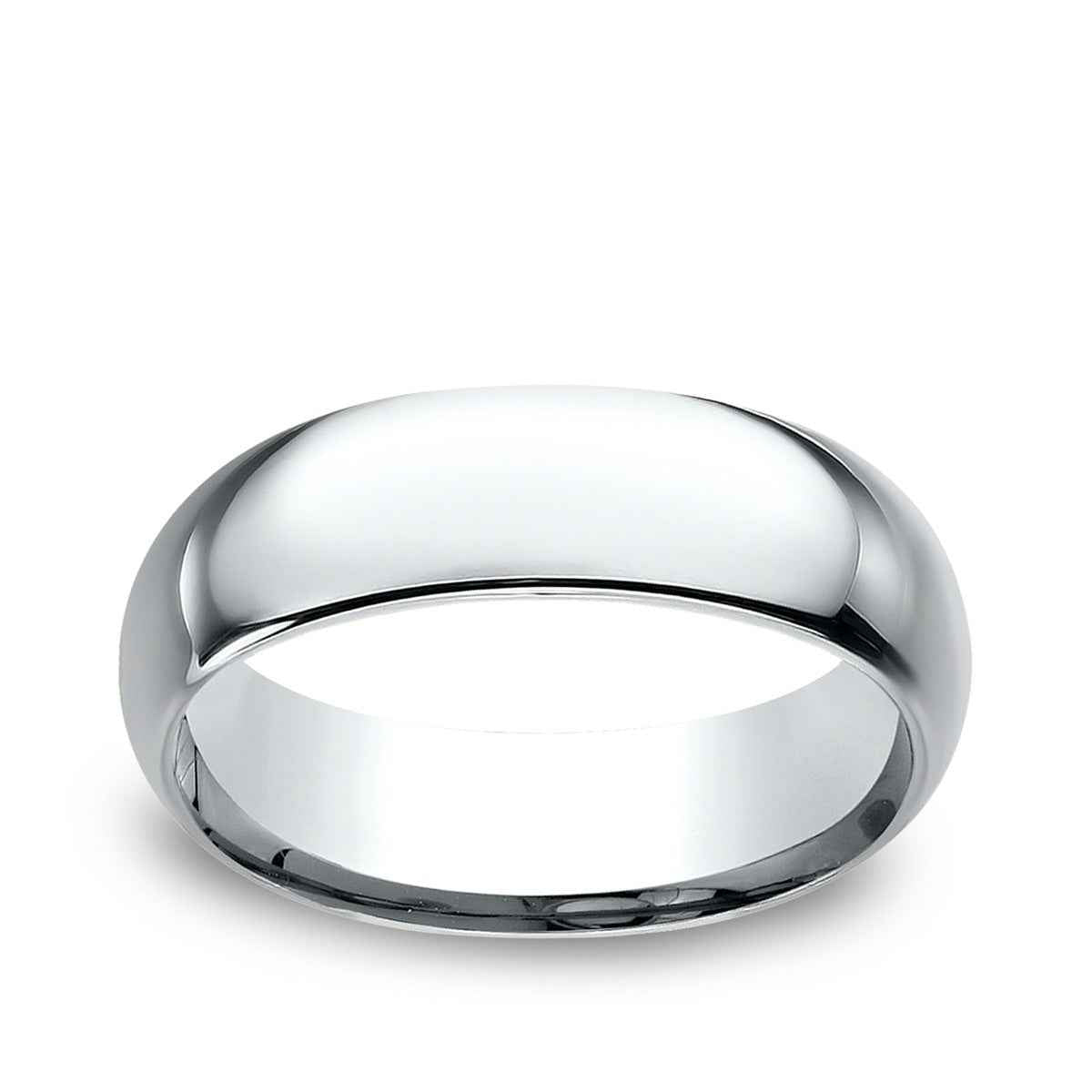 Benchmark Men's 7mm Dome Comfort Fit Polished Wedding Ring in 10K White Gold