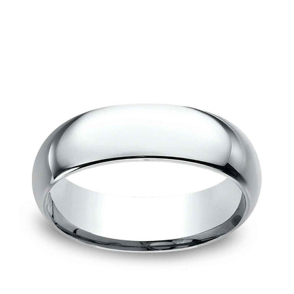 Benchmark Men's 7mm Dome Comfort Fit Polished Wedding Ring in 10K White Gold