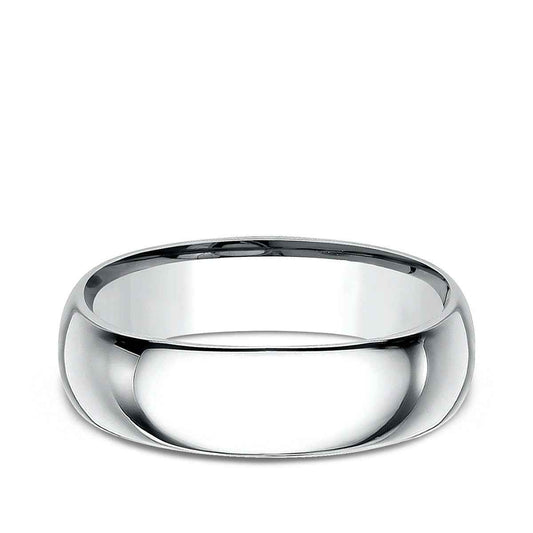 Benchmark Men's 7mm Dome Comfort Fit Polished Wedding Ring in 14K White Gold