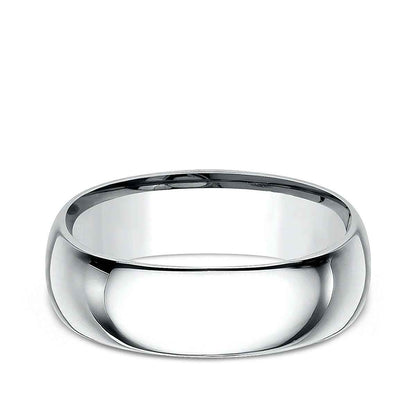 Benchmark Men's 8mm Dome Comfort Fit Polished Wedding Ring in 10K White Gold