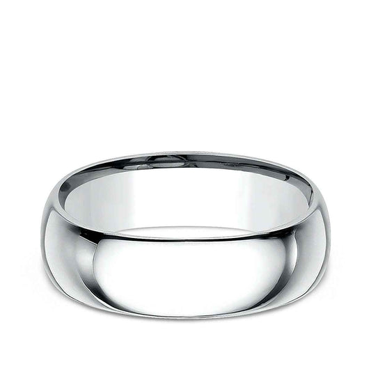 Benchmark Men's 8mm Dome Comfort Fit Polished Wedding Ring in 10K White Gold