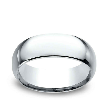 Benchmark Men's 8mm Dome Comfort Fit Polished Wedding Ring in 10K White Gold