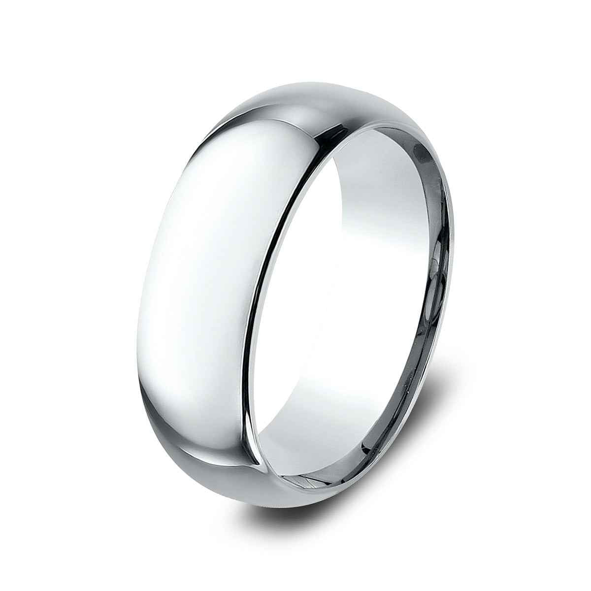 Benchmark Men's 8mm Dome Comfort Fit Polished Wedding Ring in 14K White Gold