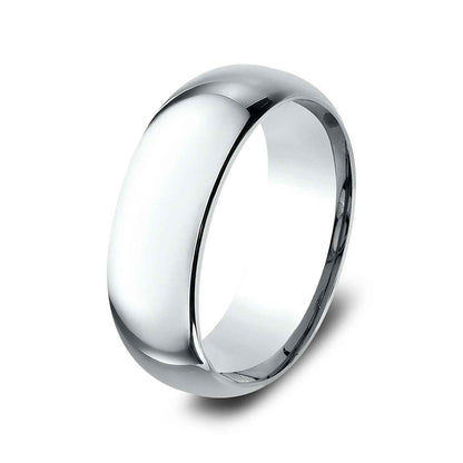 Benchmark Men's 8mm Dome Comfort Fit Polished Wedding Ring in 14K White Gold