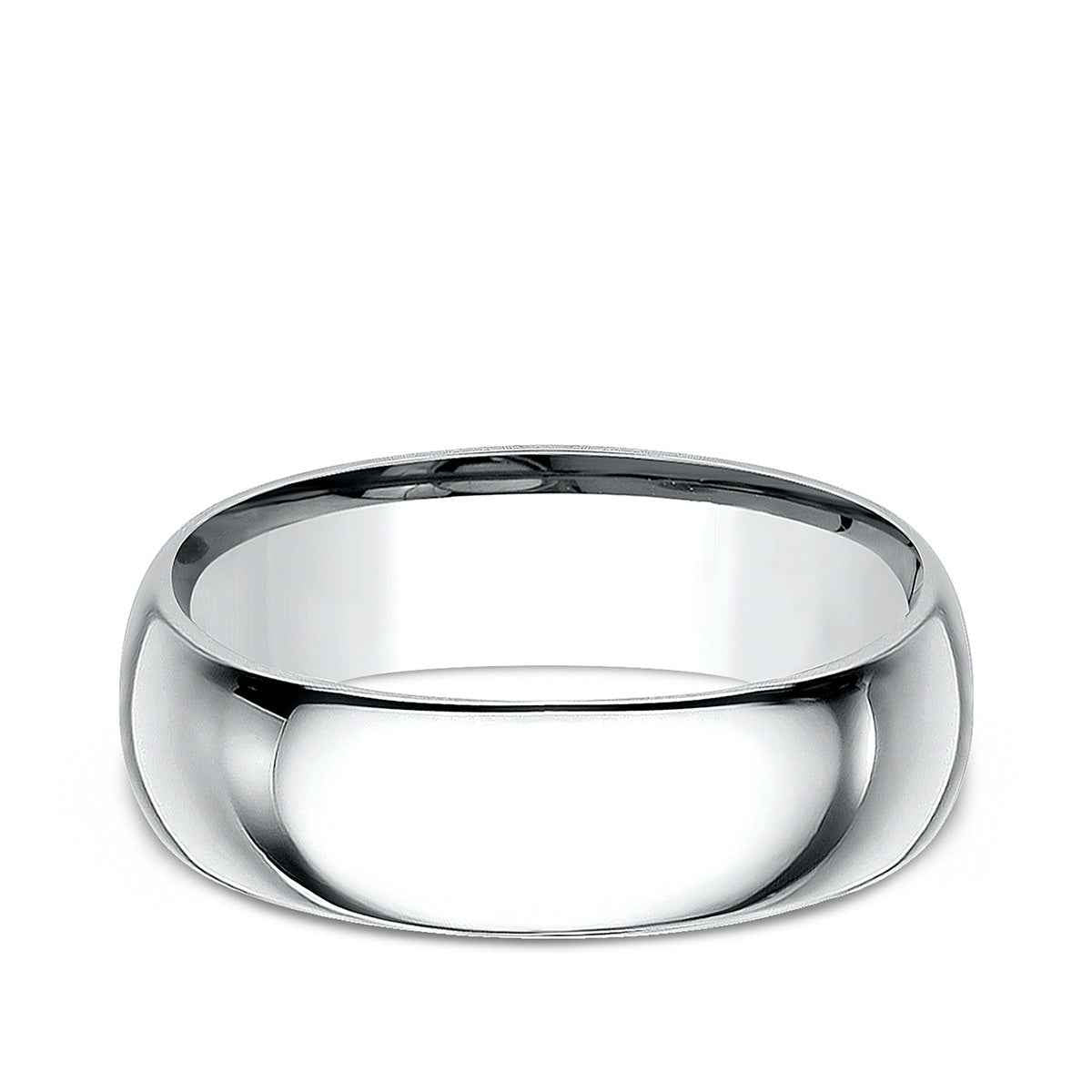 Benchmark Men's 8mm Dome Comfort Fit Polished Wedding Ring in 14K White Gold