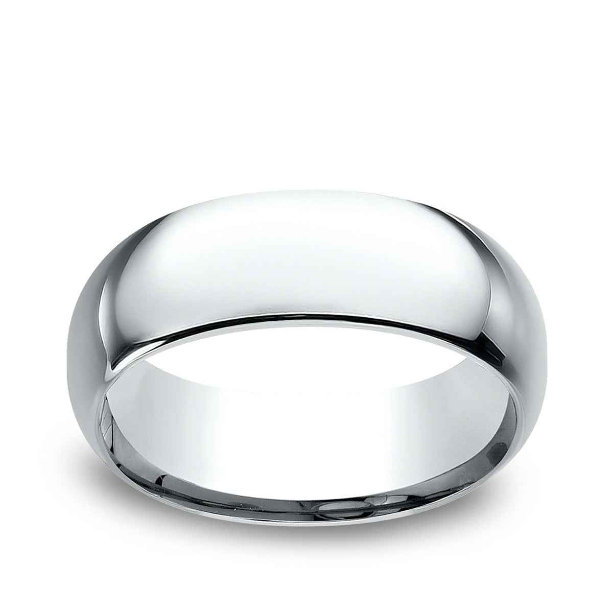 Benchmark Men's 8mm Dome Comfort Fit Polished Wedding Ring in 14K White Gold