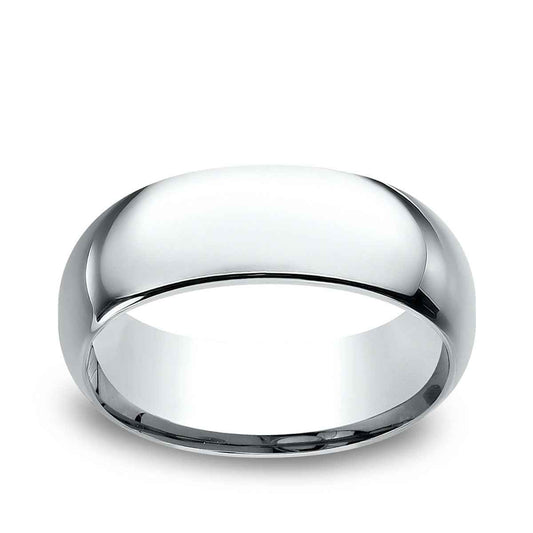 Benchmark Men's 8mm Dome Comfort Fit Polished Wedding Ring in 14K White Gold