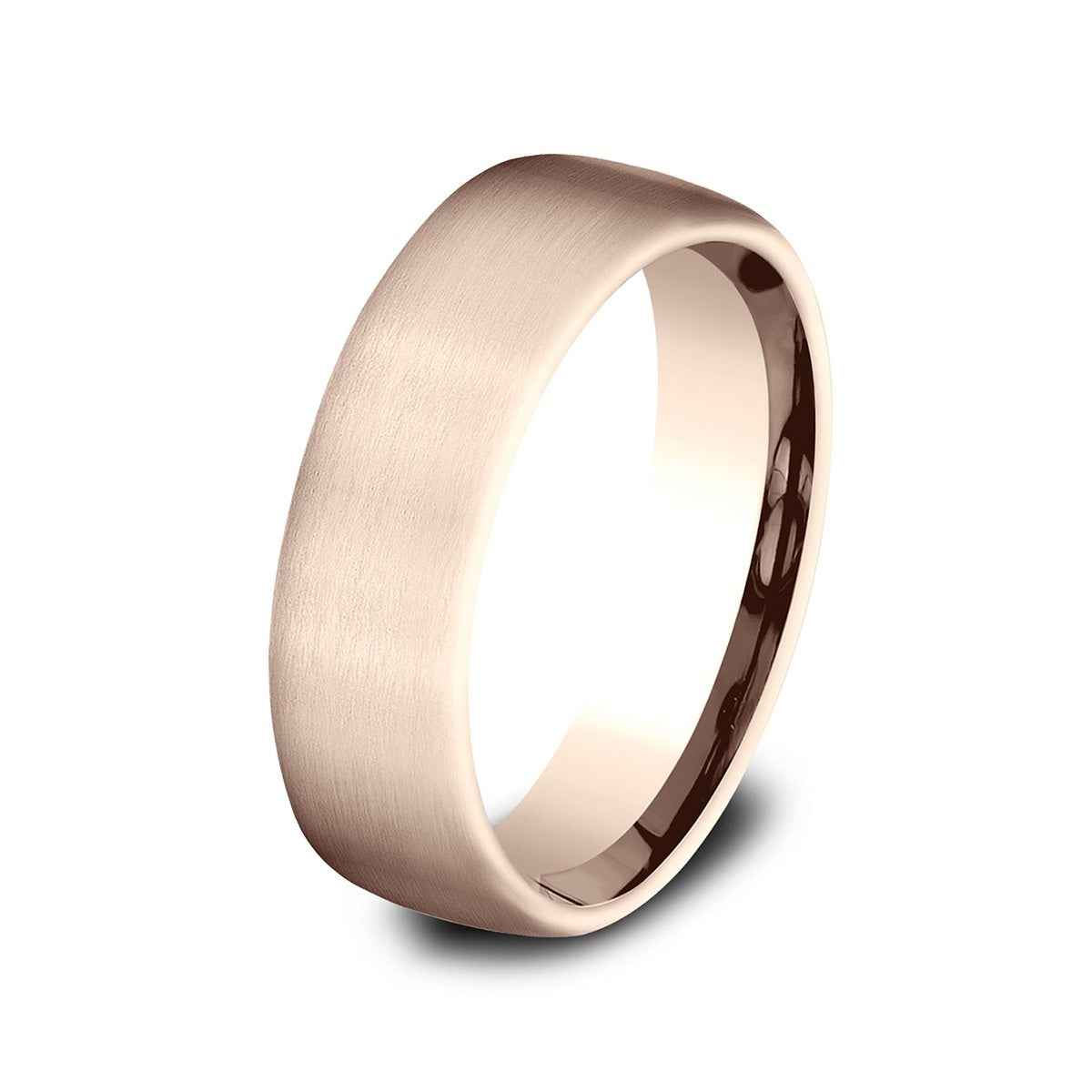 Benchmark Men's 6.5mm Satin Finish Wedding Ring in 14K Pink Gold