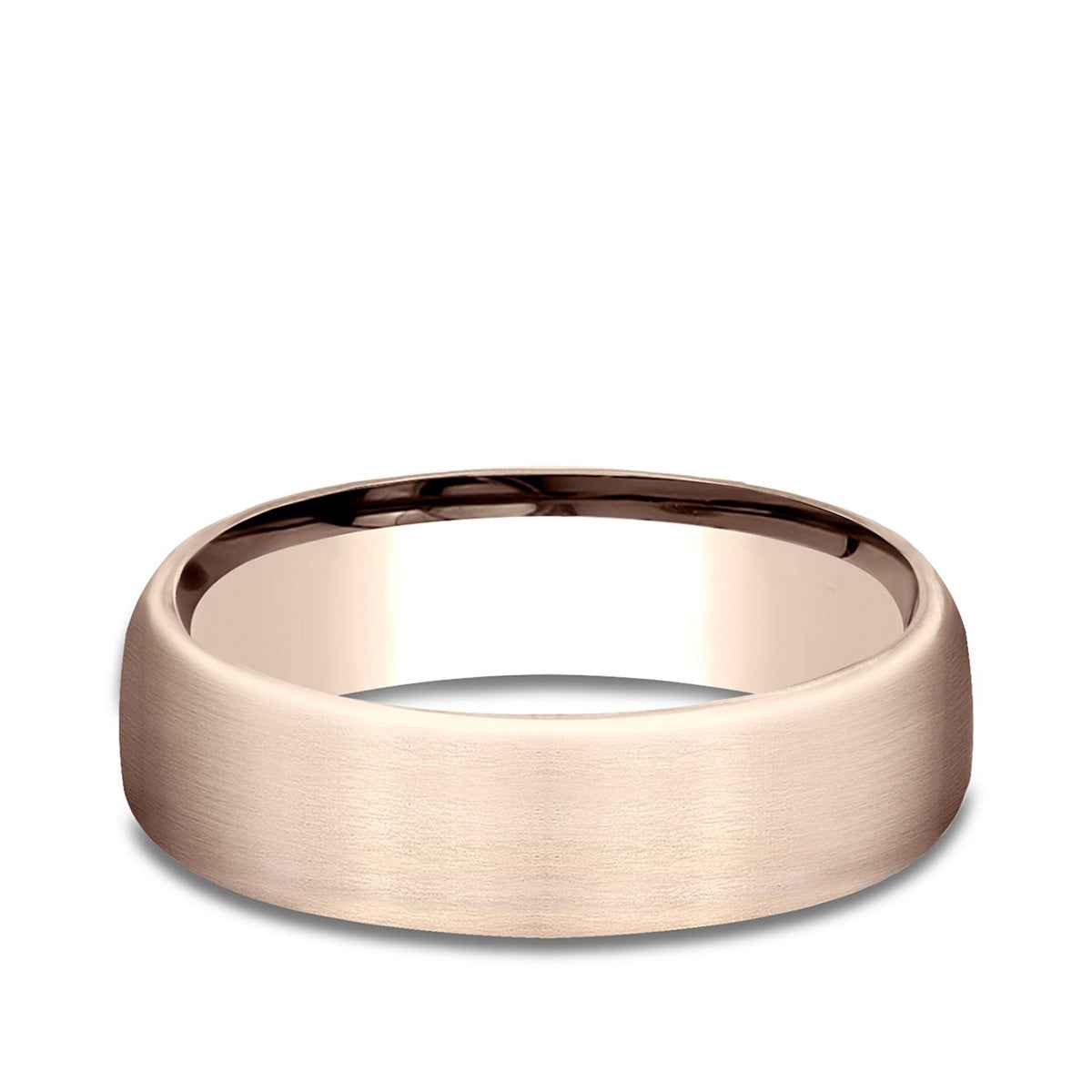 Benchmark Men's 6.5mm Satin Finish Wedding Ring in 14K Pink Gold