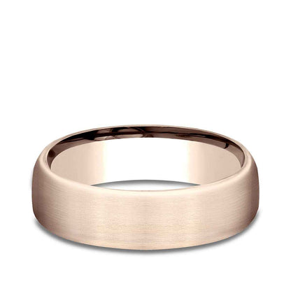 Benchmark Men's 6.5mm Satin Finish Wedding Ring in 14K Pink Gold