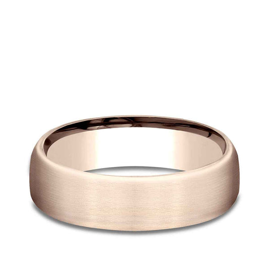 Benchmark Men's 6.5mm Satin Finish Wedding Ring in 14K Pink Gold