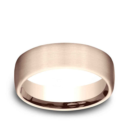 Benchmark Men's 6.5mm Satin Finish Wedding Ring in 14K Pink Gold