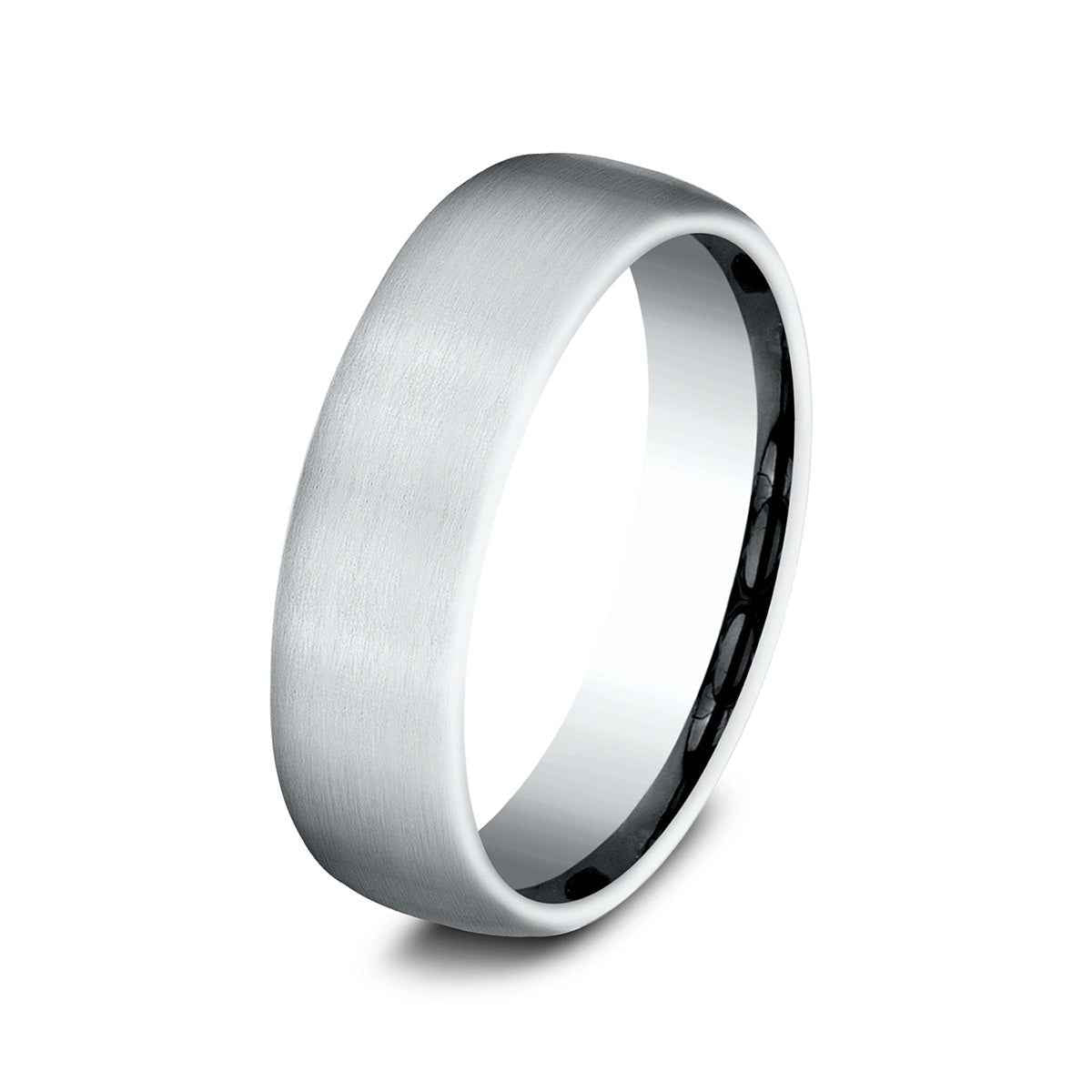 Benchmark Men's 6.5mm Satin Finish Wedding Ring in 14K White Gold