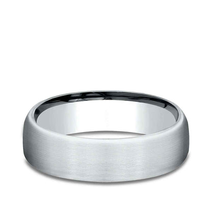 Benchmark Men's 6.5mm Satin Finish Wedding Ring in 14K White Gold