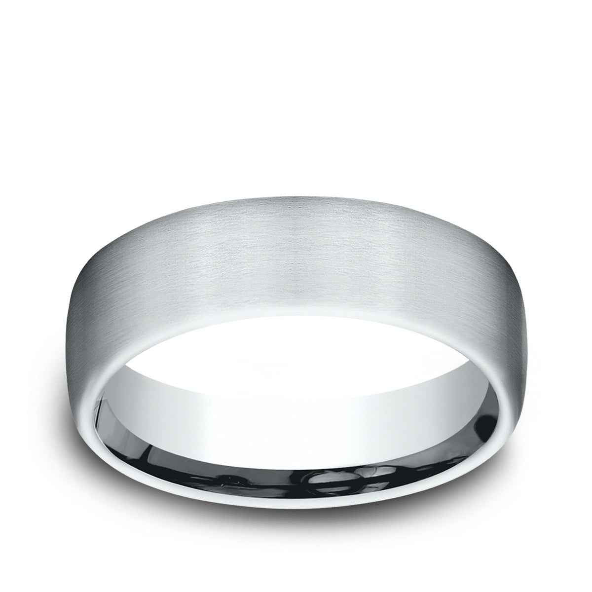 Benchmark Men's 6.5mm Satin Finish Wedding Ring in 14K White Gold