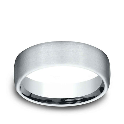 Benchmark Men's 6.5mm Satin Finish Wedding Ring in 14K White Gold