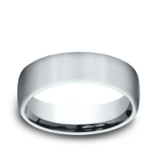 Benchmark Men's 6.5mm Satin Finish Wedding Ring in 14K White Gold