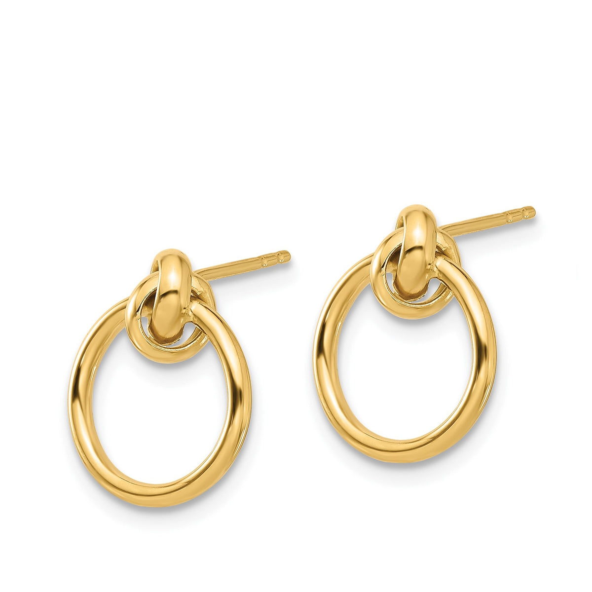 Knot Circle Earrings in 14K Yellow Gold front view