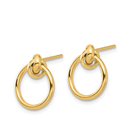 Knot Circle Earrings in 14K Yellow Gold front view