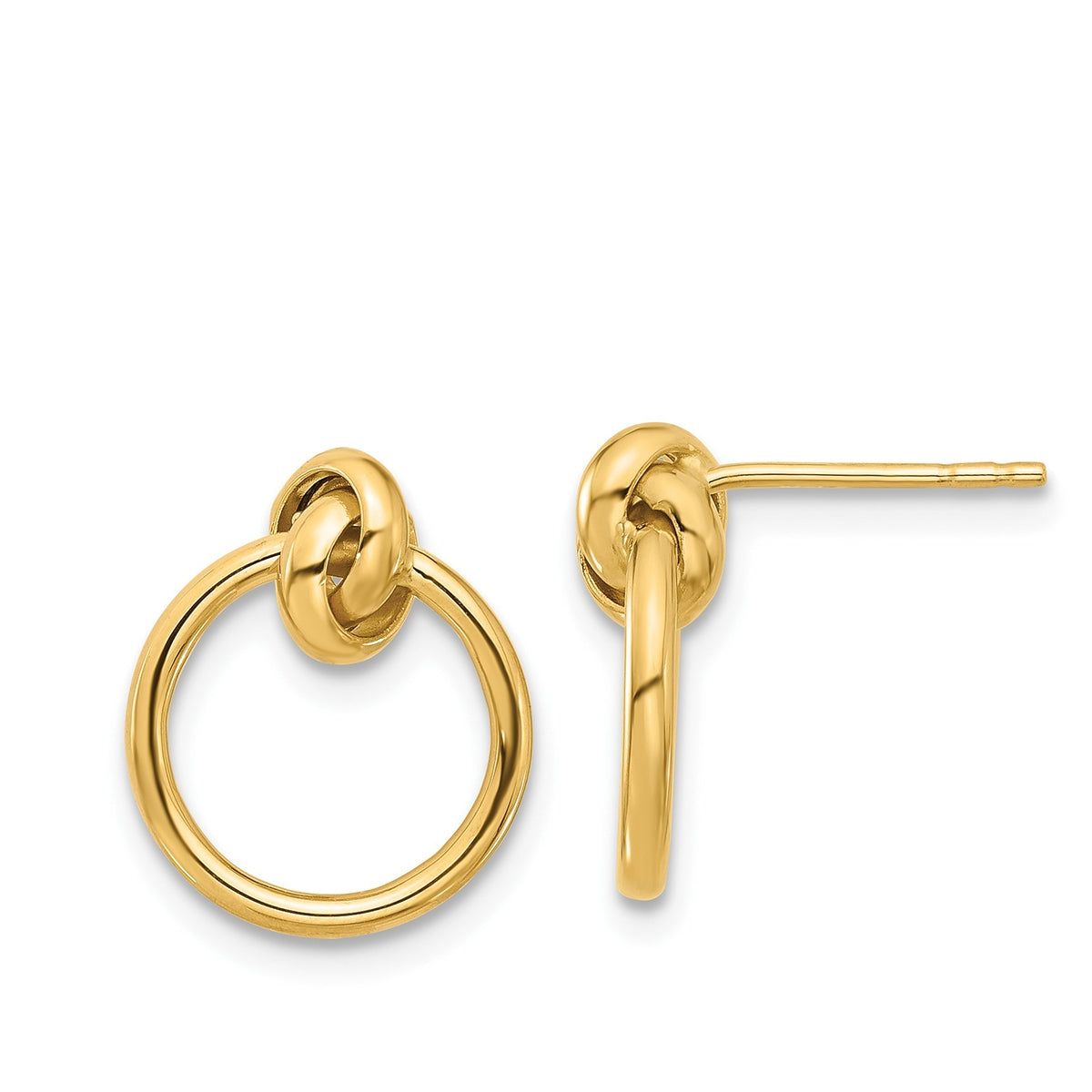 Knot Circle Earrings in 14K Yellow Gold