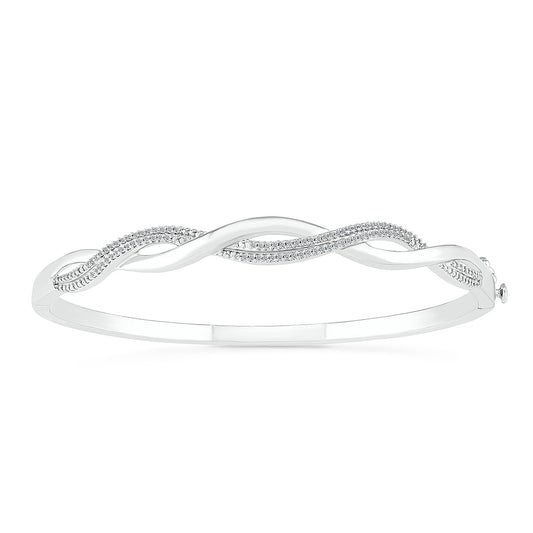 1/4 ct. tw. Diamond Twist Bangle Bracelet in Sterling Silver