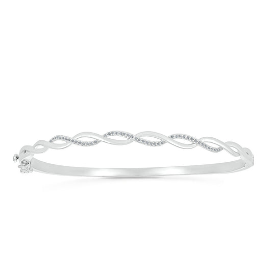 1/5 ct. tw. Diamond Twist Bangle Bracelet in Sterling Silver