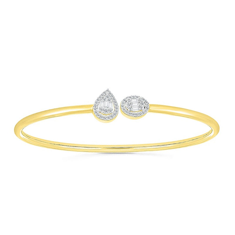 1/3 ct. tw. Diamond Pear & Oval Open Cuff Bracelet in 10K Yellow Gold