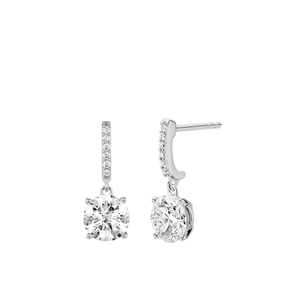 Lightbox 2 ct. tw. Lab-Grown Round Diamond Drop Earrings in 14K White Gold