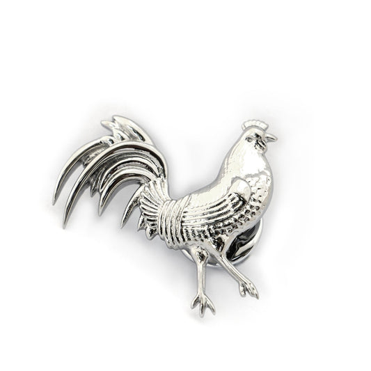 M-Clip Polished Rooster Pin