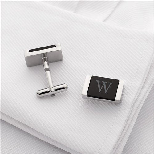 Personalized Black Stone Stainless Steel Cufflinks