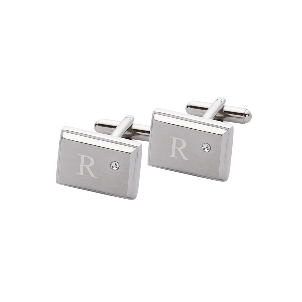 Personalized Stainless Steel Cufflinks with Zircon Accent