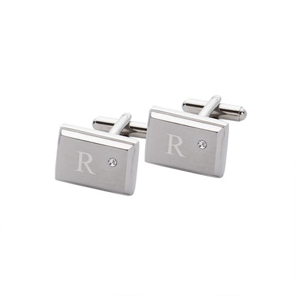 Personalized Stainless Steel Cufflinks with Zircon Accent