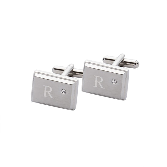 Personalized Stainless Steel Cufflinks with Zircon Accent