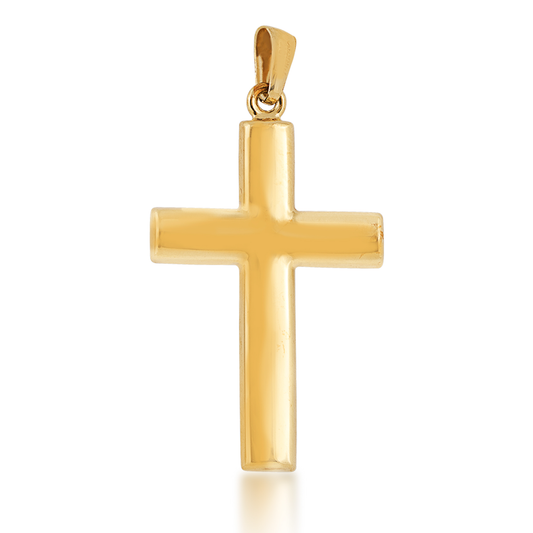 Reversible Cross Pendant in 10K White & Yellow Gold front view