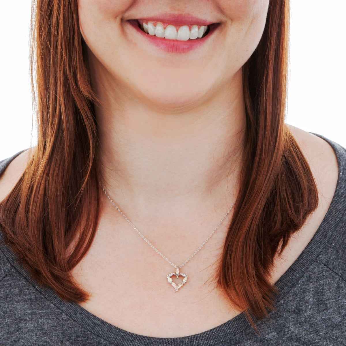 Black Hills Gold Grape & Leaf Heart Pendant in Sterling Silver front view