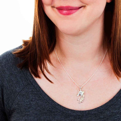 Black Hills Gold Unicorn Pendant in Sterling Silver front view