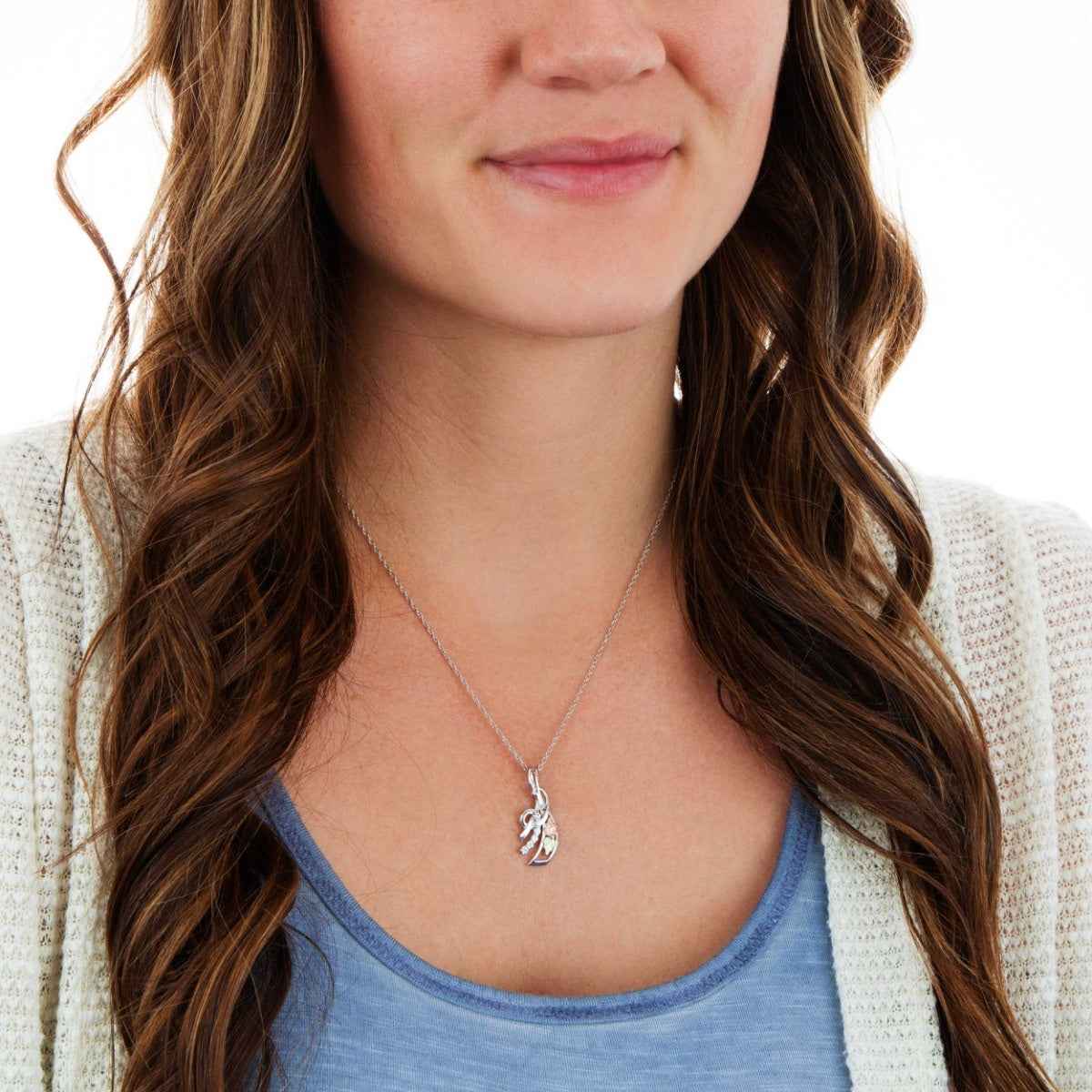 Black Hills Gold Cubic Zirconia Knot Pendant in Sterling Silver front view