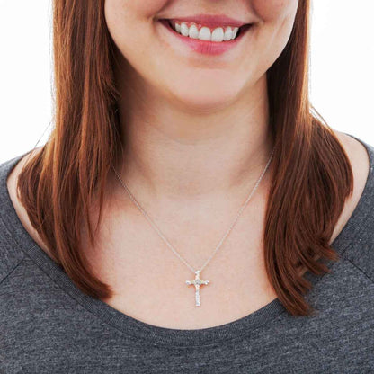 Black Hills Gold Carved Cross Pendant in Sterling Silver front view