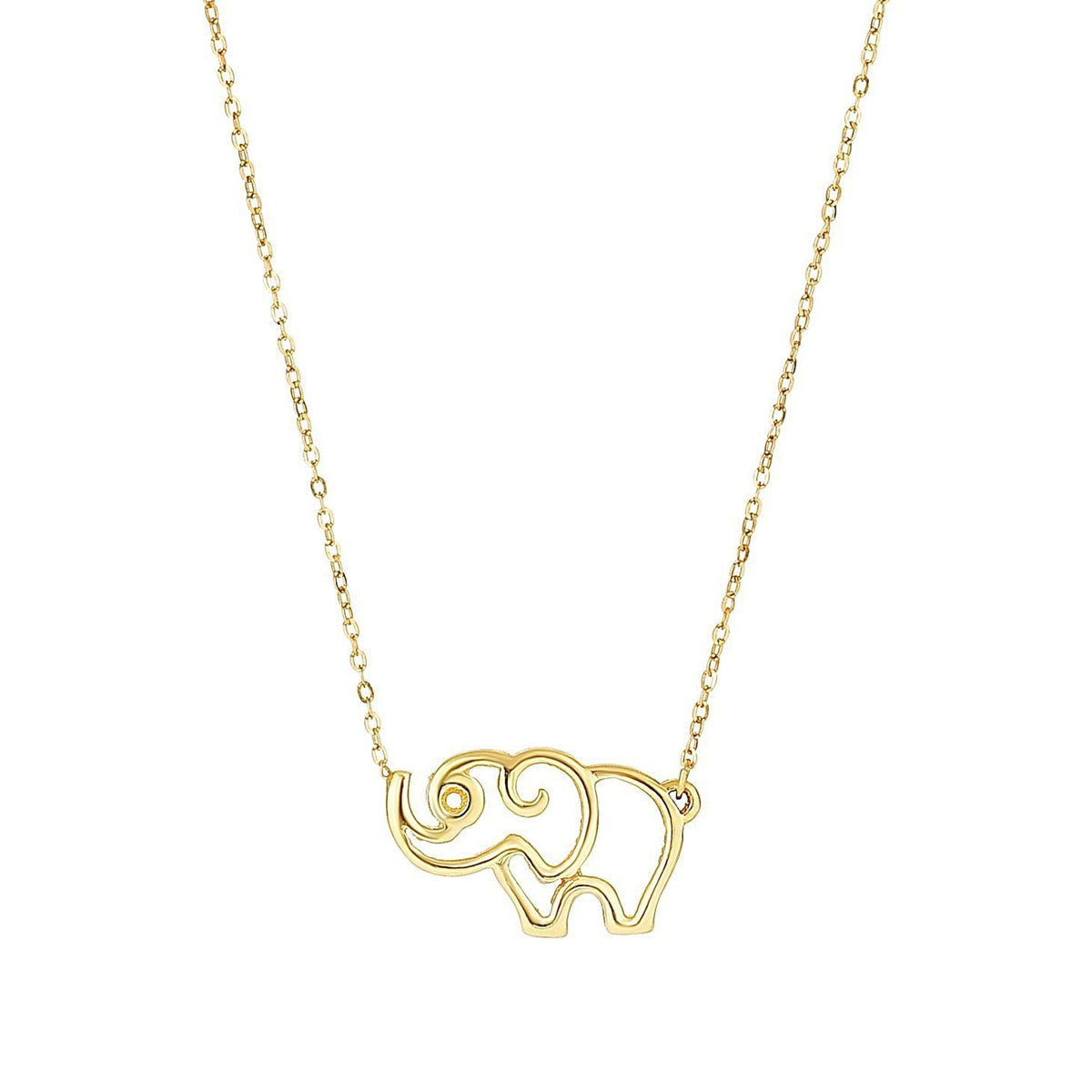 Open Elephant Necklace in 14K Yellow Gold