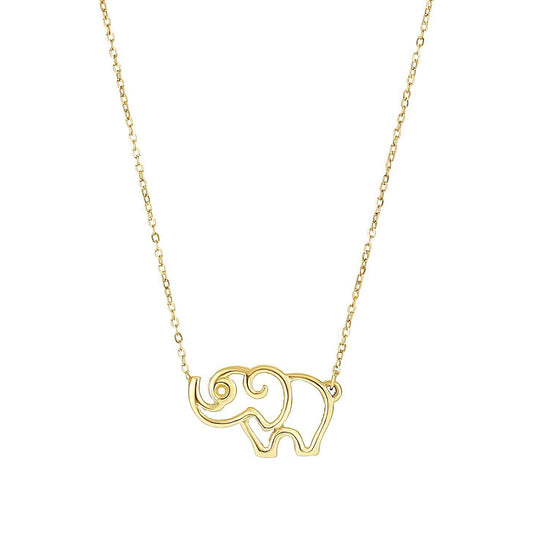 Open Elephant Necklace in 14K Yellow Gold