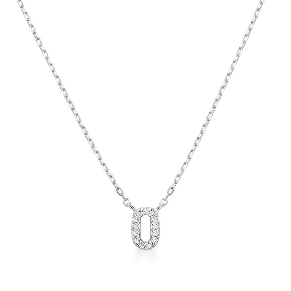 Diamond Accent Small Initial O Necklace in 10K White Gold