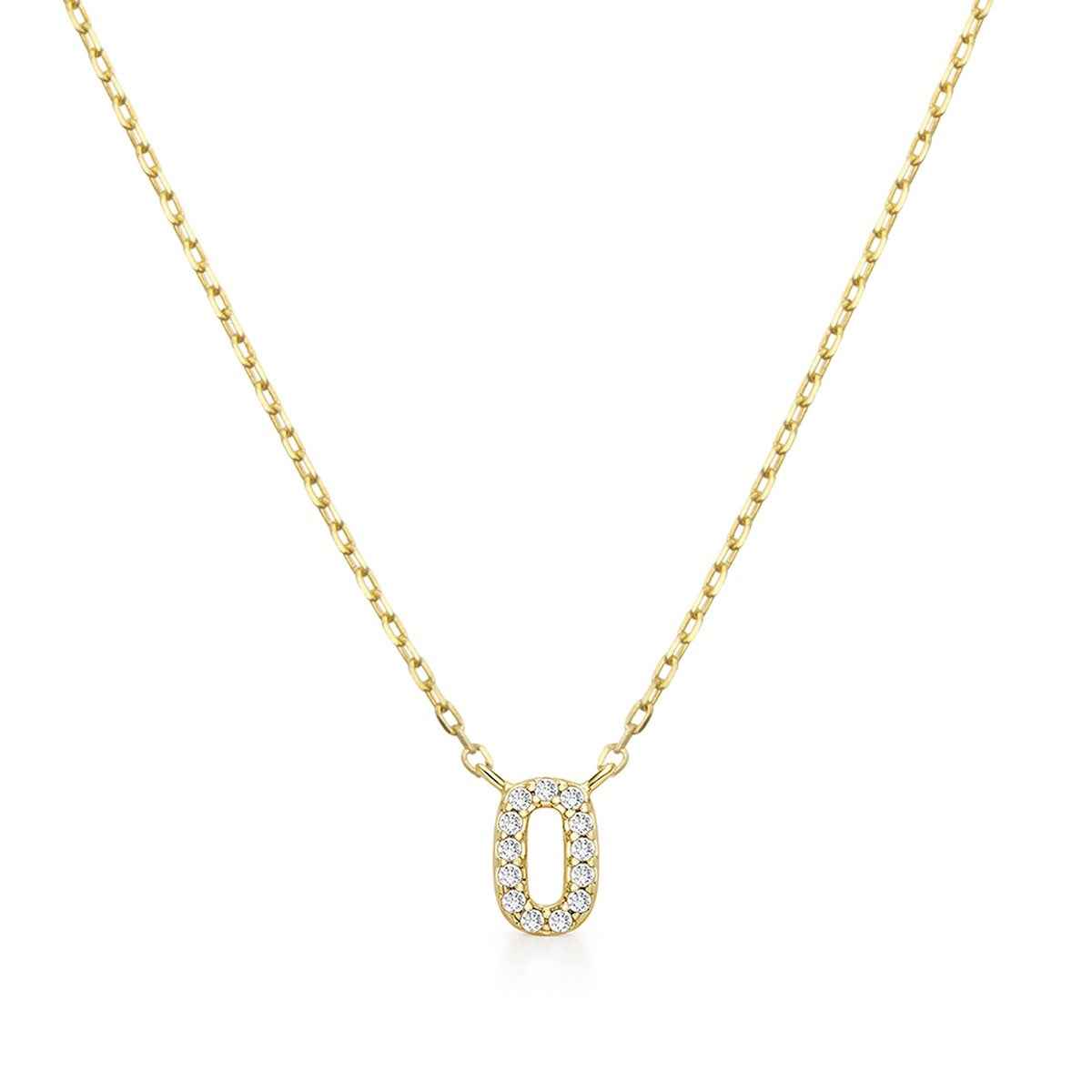 Diamond Accent Small Initial O Necklace in 10K Yellow Gold