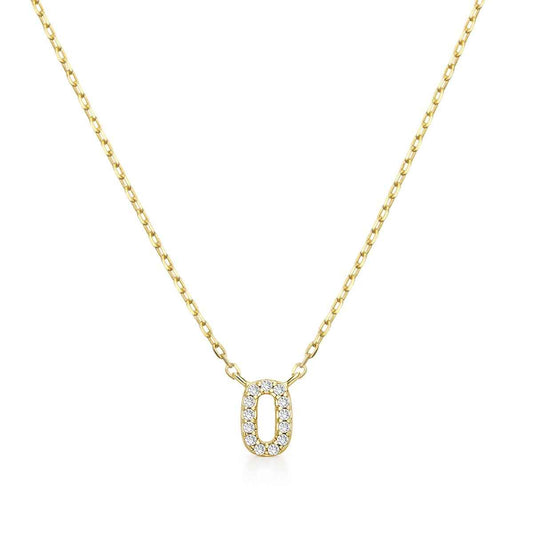 Diamond Accent Small Initial O Necklace in 10K Yellow Gold