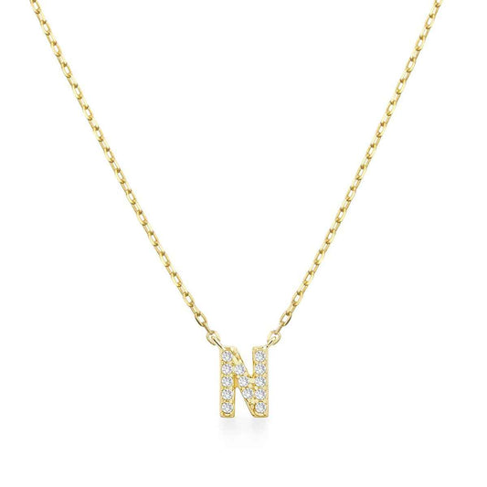 Diamond Accent Small Initial N Necklace in 10K Yellow Gold