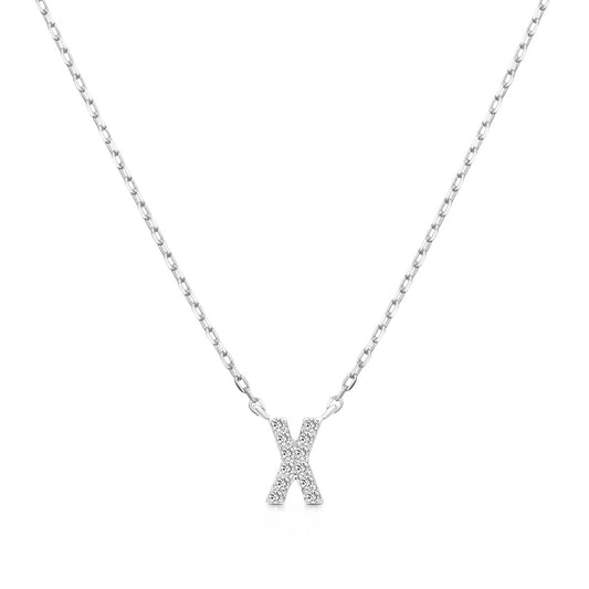 Diamond Accent Small Initial X Necklace in 10K White Gold