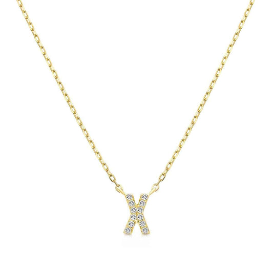 Diamond Accent Small Initial X Necklace in 10K Yellow Gold