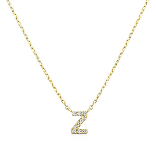 Diamond Accent Small Initial Z Necklace in 10K Yellow Gold