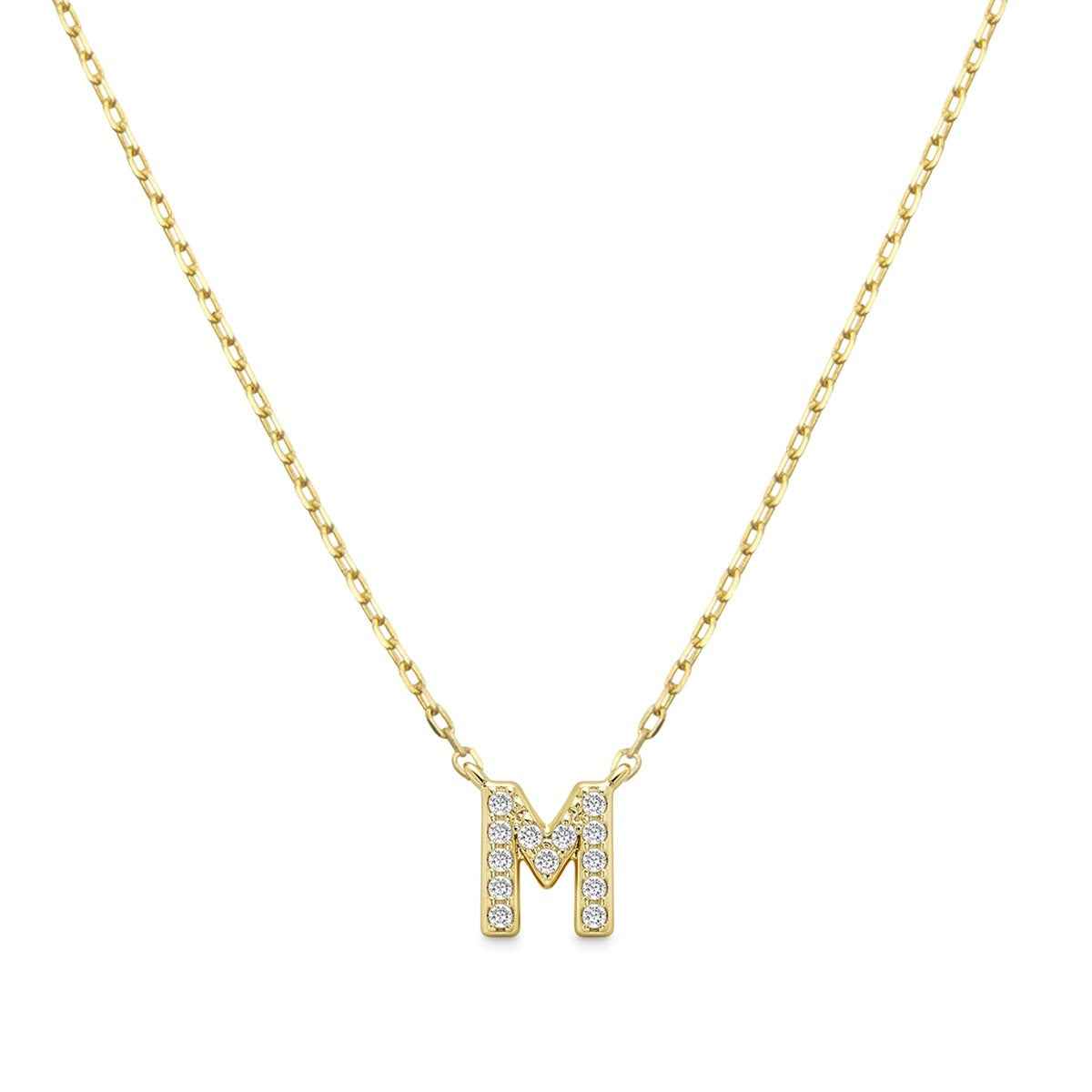 Diamond Accent Small Initial M Necklace in 10K Yellow Gold