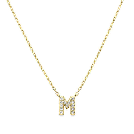 Diamond Accent Small Initial M Necklace in 10K Yellow Gold