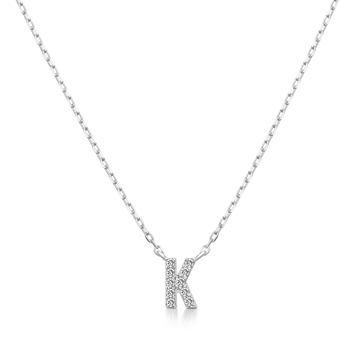 Diamond Accent Small Initial K Necklace in 10K White Gold